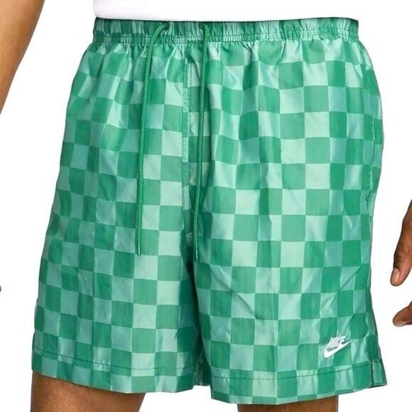 NIKE Men’s Lightweight Flow Shorts Checked Green Size L NEW - Picture 10 of 10